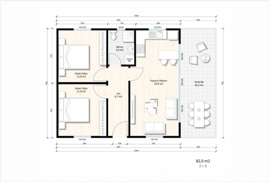 KVN-1082 Gazçelik Yapı 82m²