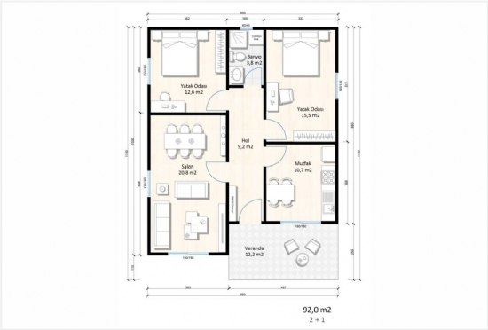 KVN-1092 Gazçelik Yapı  92m²