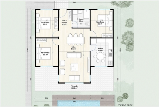KVN-1095 Gazçelik Yapı 95m²