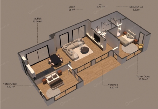 KVN-1119 Gazçelik Yapı 119m²