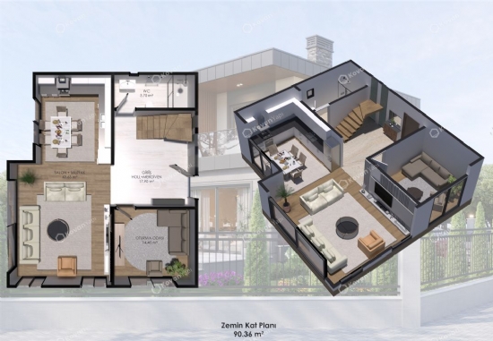 195 m² Çift Katlı GazÇelik Ev
